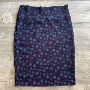 NWT Lularoe Navy blue polka dot pencil cassie skirt size XL
